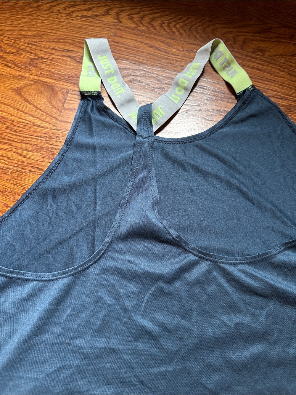 Nike Women's Teal, Slate, and Blackish Athletic Tanks with Neon Yellow Accents - Picture 4 of 7